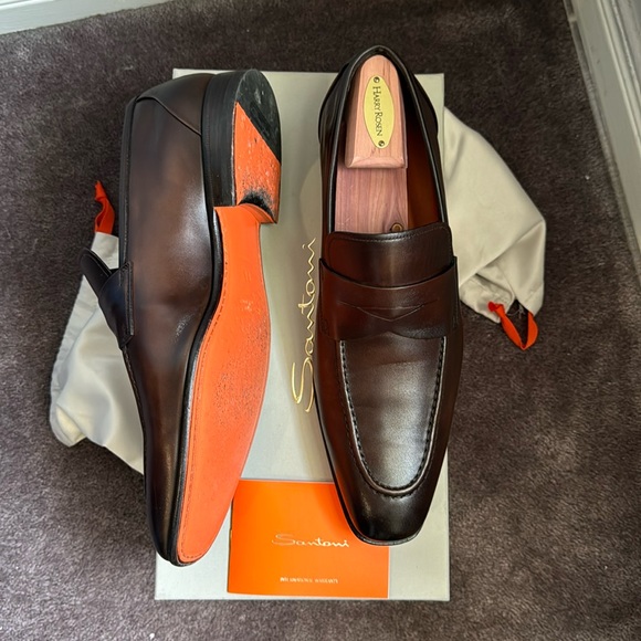 Santoni 9.5 Premium Loafer Dark Brown - Picture 4 of 6